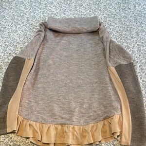 THML Gray and Tan Cowl Neck Sweater